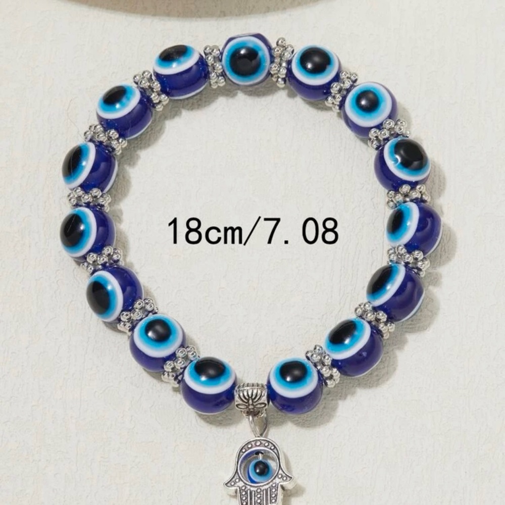 Evil Eye Detail Hamsa Bead Bracelet - Picture 3 of 3